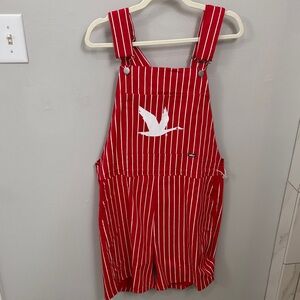 Red Striped Wawa Denim Overalls